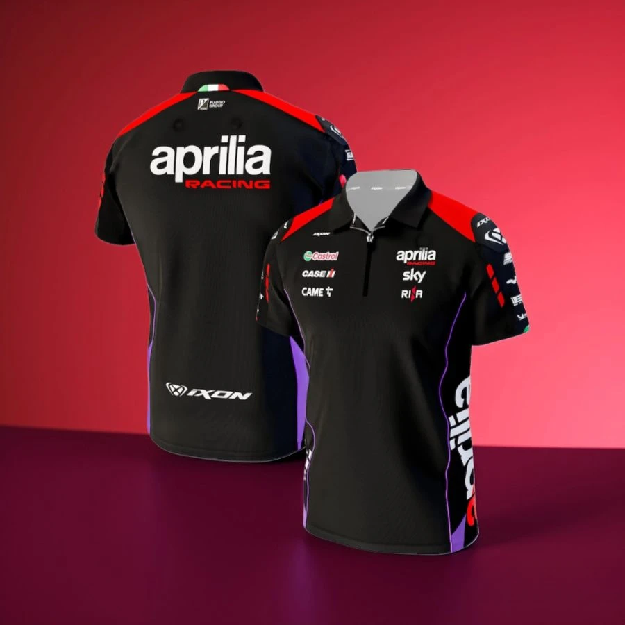 MotoGP Racing Team Polo Shirt With Zipper Men Women Clothes Aprilia Motorsport TShirt Breathable Quick-Drying Black Red Clothes