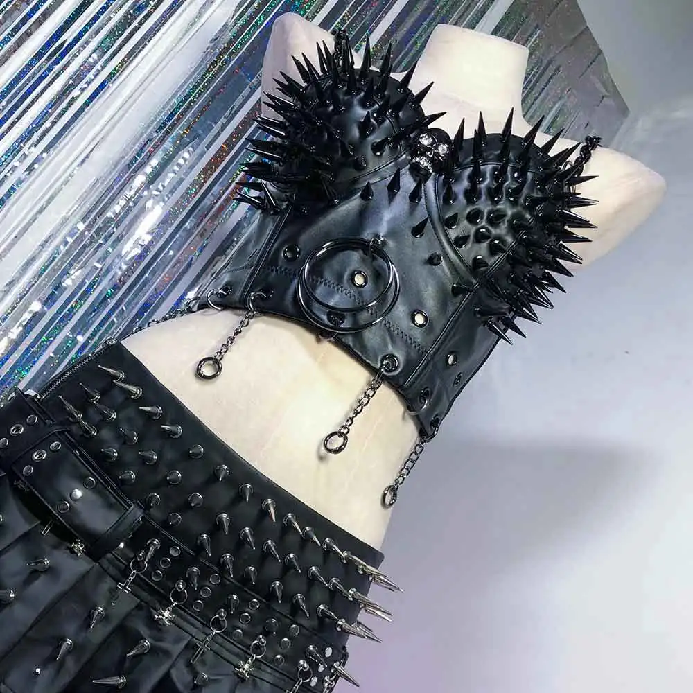 

Красные топы из веганской кожи с заклепками в стиле эмо-панк-рок, гранж, 90-х, готика, Y2K, хараджуку, кавай, DIY, для E-Girls, ручная работа, цифровая печать, экологичные