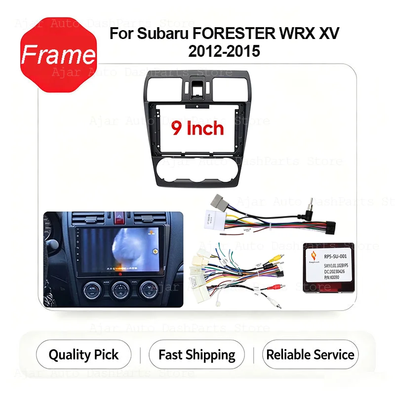 Android Autoradio 9 Inch Radio Fascia Fit  for Subaru FORESTER WRX XV 2012-2015 Stereo Player Panel Dash Mount Kit Frame