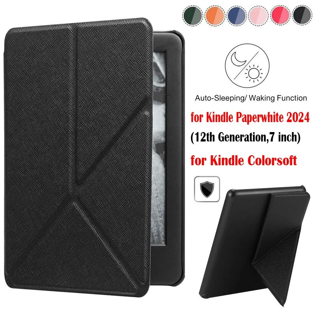 New Auto Wake/Sleep 7 Inch E-Reader Case Folding Stand Wear-resistant Protective Shell for Kindle Paperwhite  12th/Colorsoft