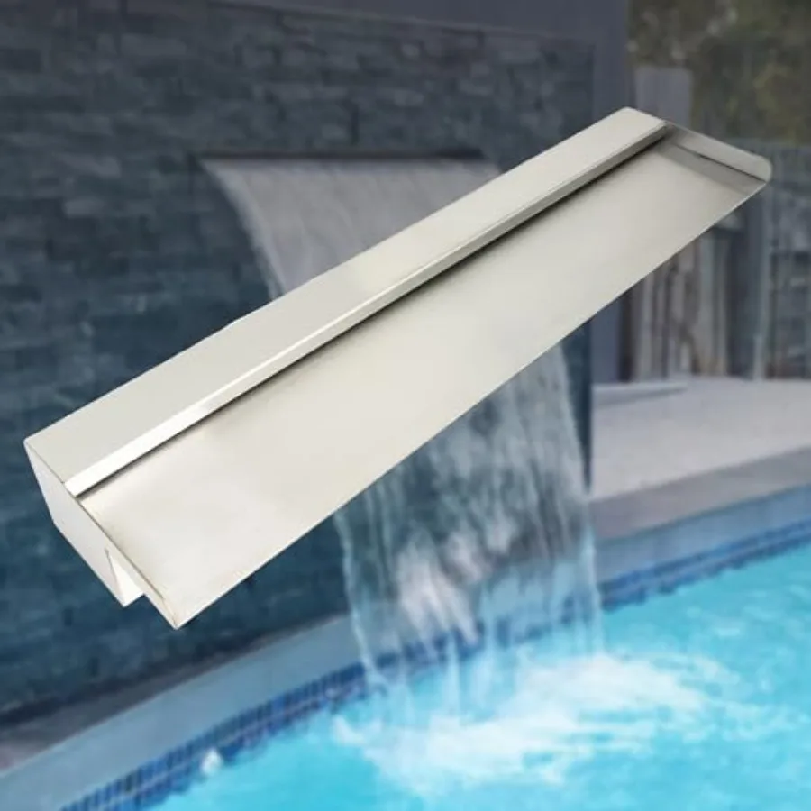 

Pool Fountain: 304 Stainless Steel, Silver, Wider Water Flow Sheer Descent Platform for Swimming Pool Outdoor Garden Decor