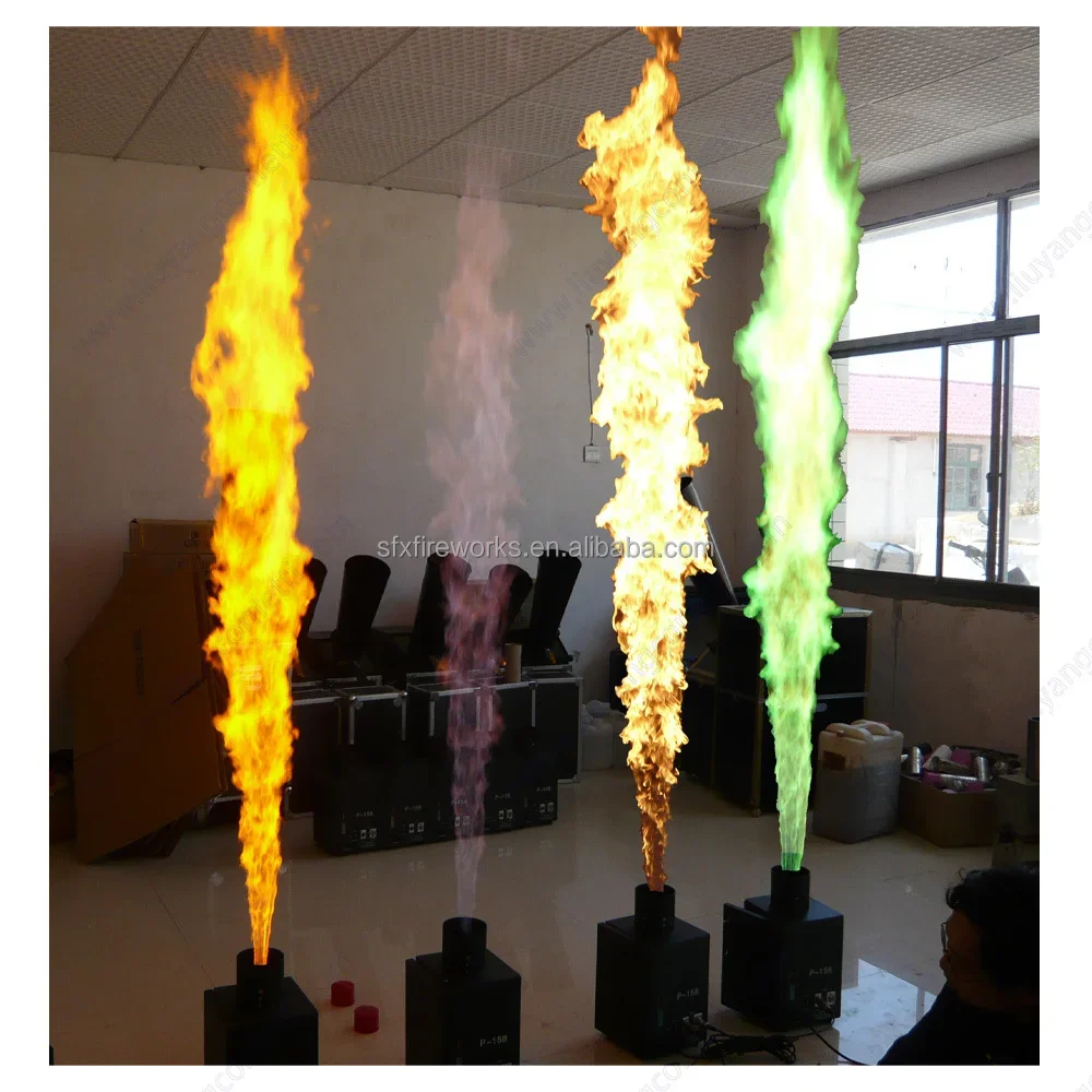 Colorful Flame 200w DMX Fire Machine Stage Fire Effect Colorful Flame Projector for Wedding Party Festival Celebration Event SFX