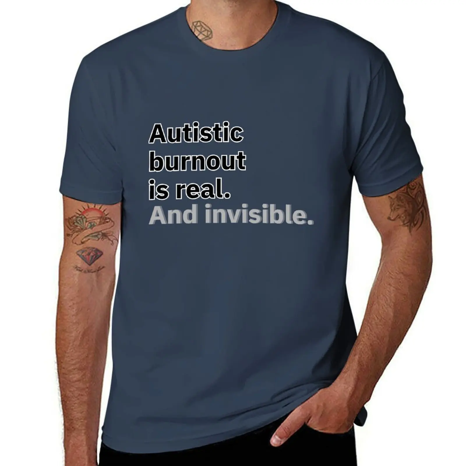 Autistic Burnout Is Real – Awareness Statement Design T-Shirt Gym Exercise Short Sleeve T-Shirt