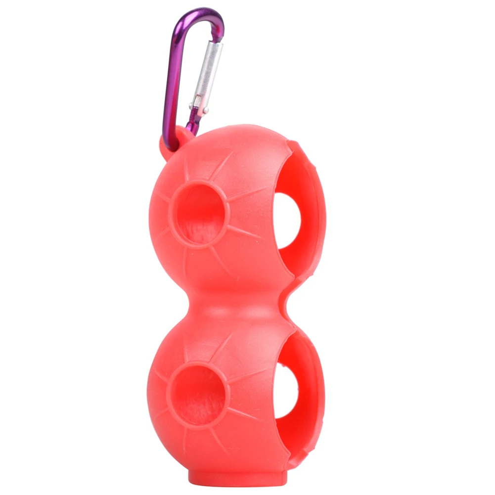 High Quality Silicone Golf Ball Holder 2 Balls Protective Cover with Buckle and Carabiner keychain in 6 Colors