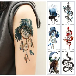Tattoo Temporary Waterproof Men Women Colorful Eagle Hawk Falcon Sketch Snake Pattern Disposable Tatto Sticker Body Art