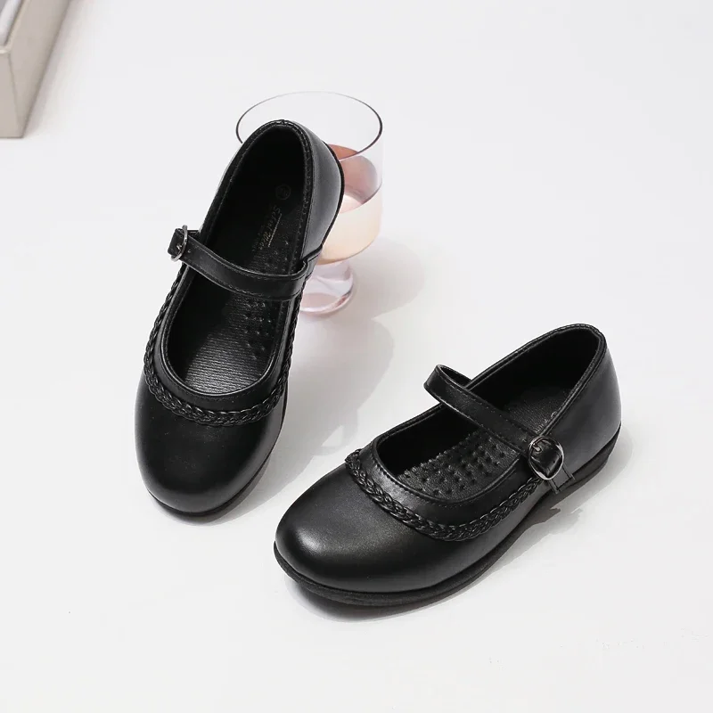 2024 Children Leather Shoes for Girls Autumn New Fashion Korean Style Soft Bottom Anti-slippery Versatile Chic Princess Shoes