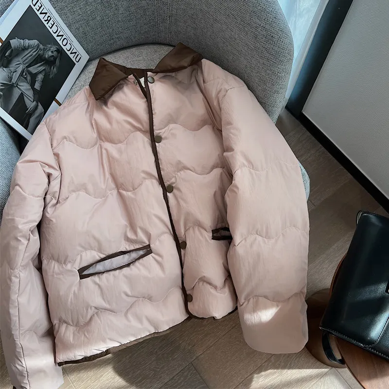 

Korean Sle Collar Lightweight down Cotton Jaet Men's Winter Loose Soft Sle Thiened Cotton Clothes for Teens