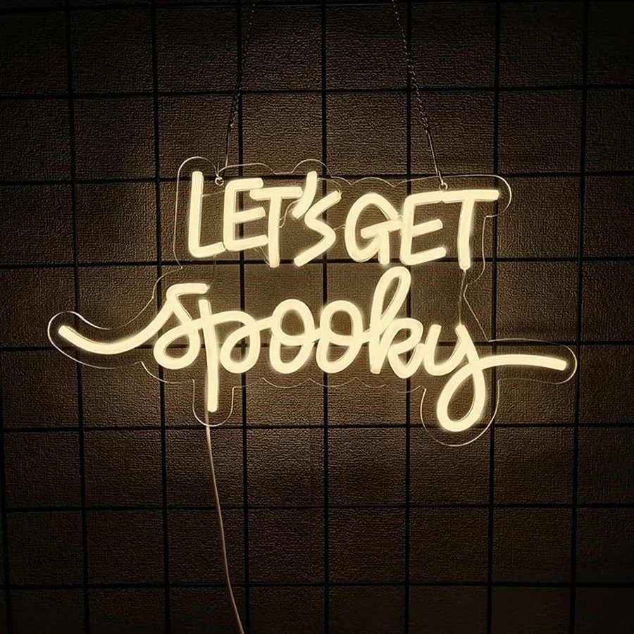 Let's Get Spooky Neon Signs for Wall Decor, LED Neon Light Signs for Wall Bedroom Bar Man Cave Party Halloween Room Decor