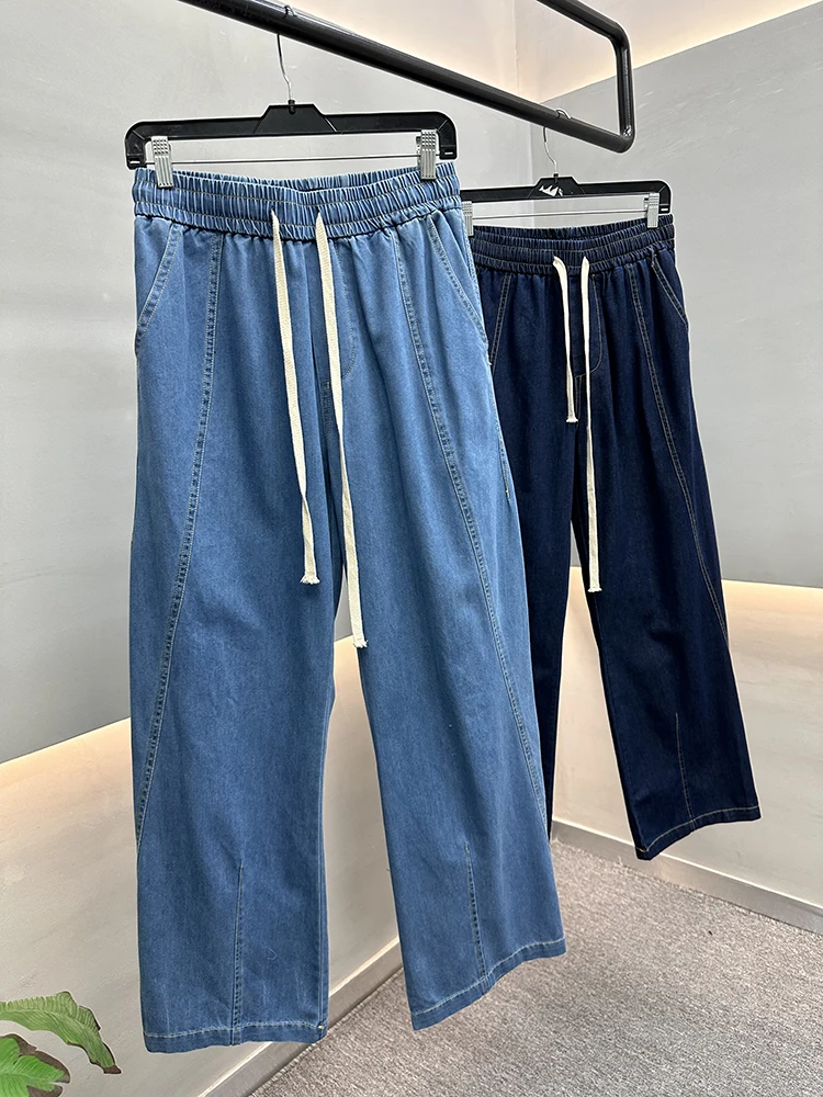 

Удобные модные мужские джинсы-леггинсы свободного кроя в винтажном стиле для весны и лета, повседневные брюки