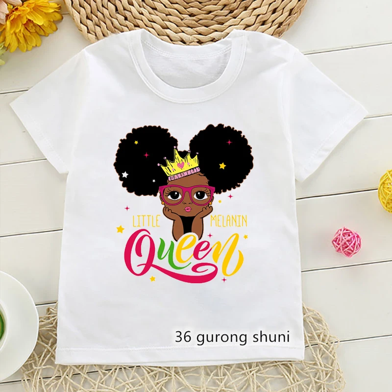 Watercolor Black Girls Magic Graphic Print Tshirt Girls Kawaii Kids Clothes Melanin Poppin T Shirt Harajuku Shirt Streetwear