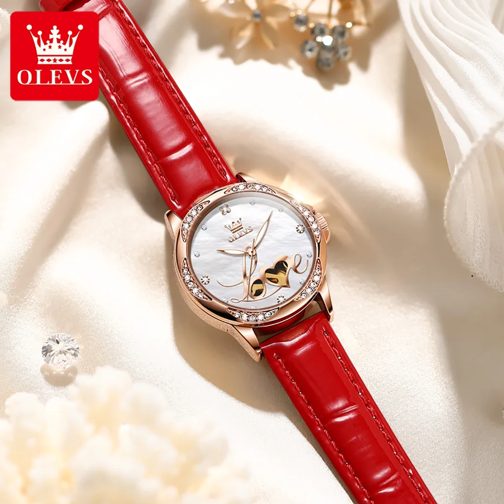 OLEVS 6613 Top Brand Luxury Elegant Womens Watch Original Mechanical Watch Waterproof Watches For Women Ceramics Strap Set Reloj