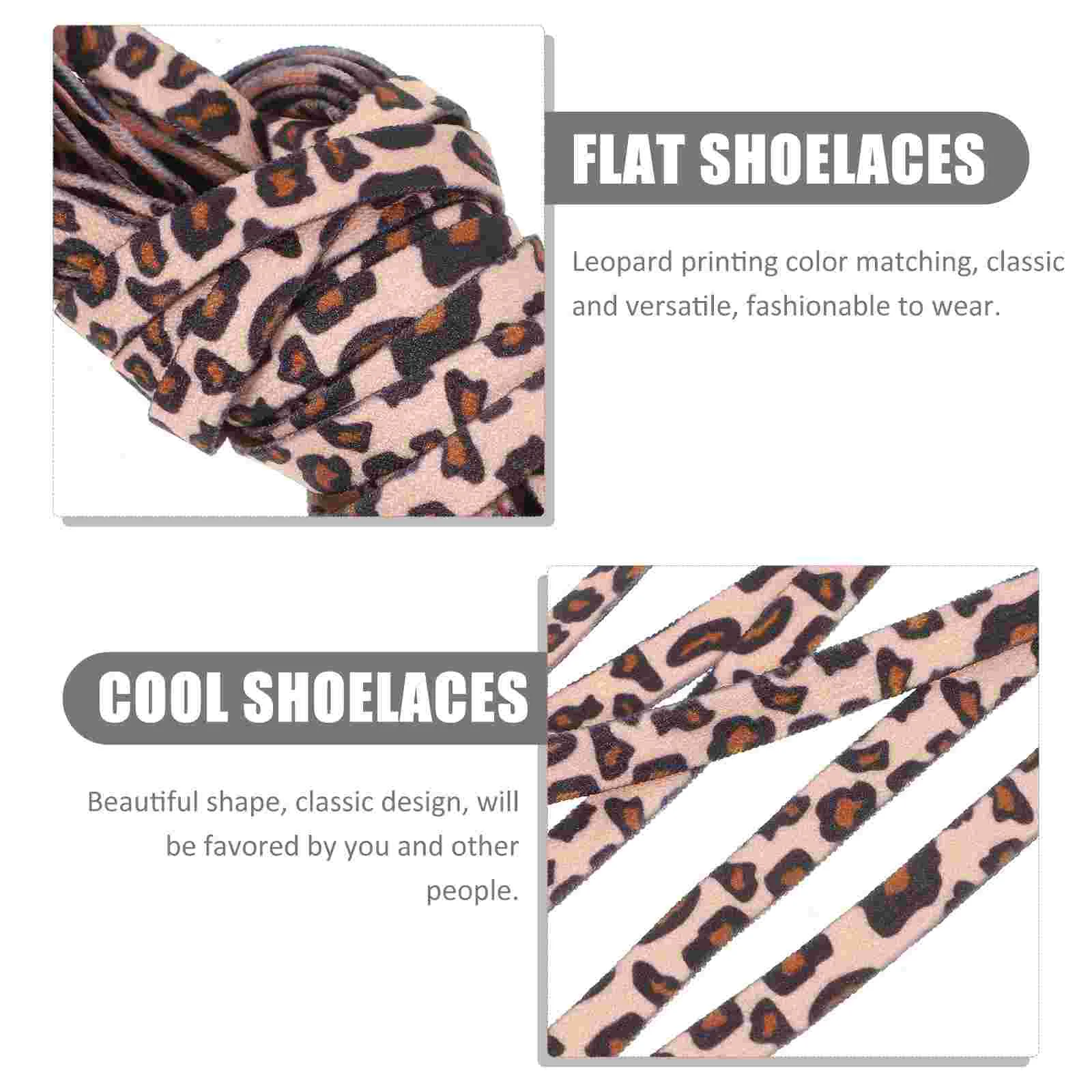 2 Pairs Round Leopard Lace Work Man Mens Shoes Laces Polyester Dots Accessories