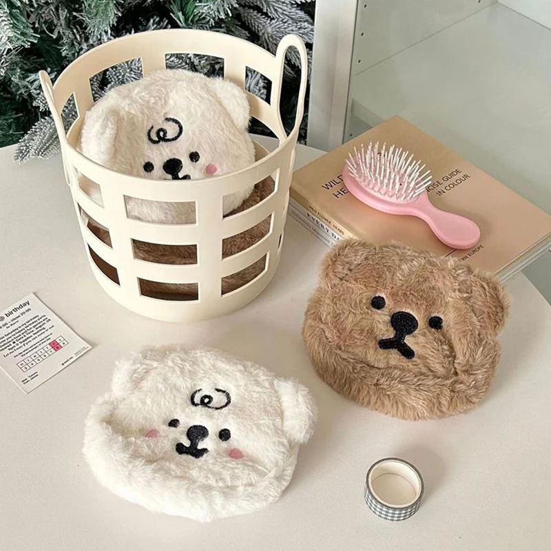 Cute Cartoon Plush Bear Wallet Coin Purse Creative Portable Plush Coin Bag Earphone Lipstick Bag Sundries Storage Bags Card Bags