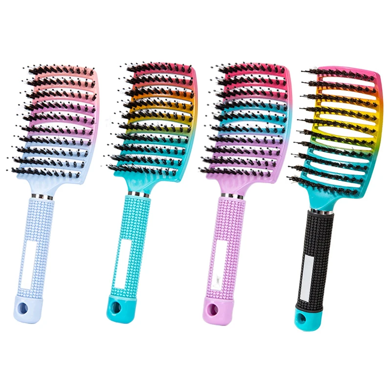 Brosse Démelante Magique en Poils et Nylon, Poignées de Pêcheur, Poils de Sanglier, Brosses Pop, Perruque Anti-Éclat, Brosse à Cheveux, Salon de Coiffure, Outils de Coiffure