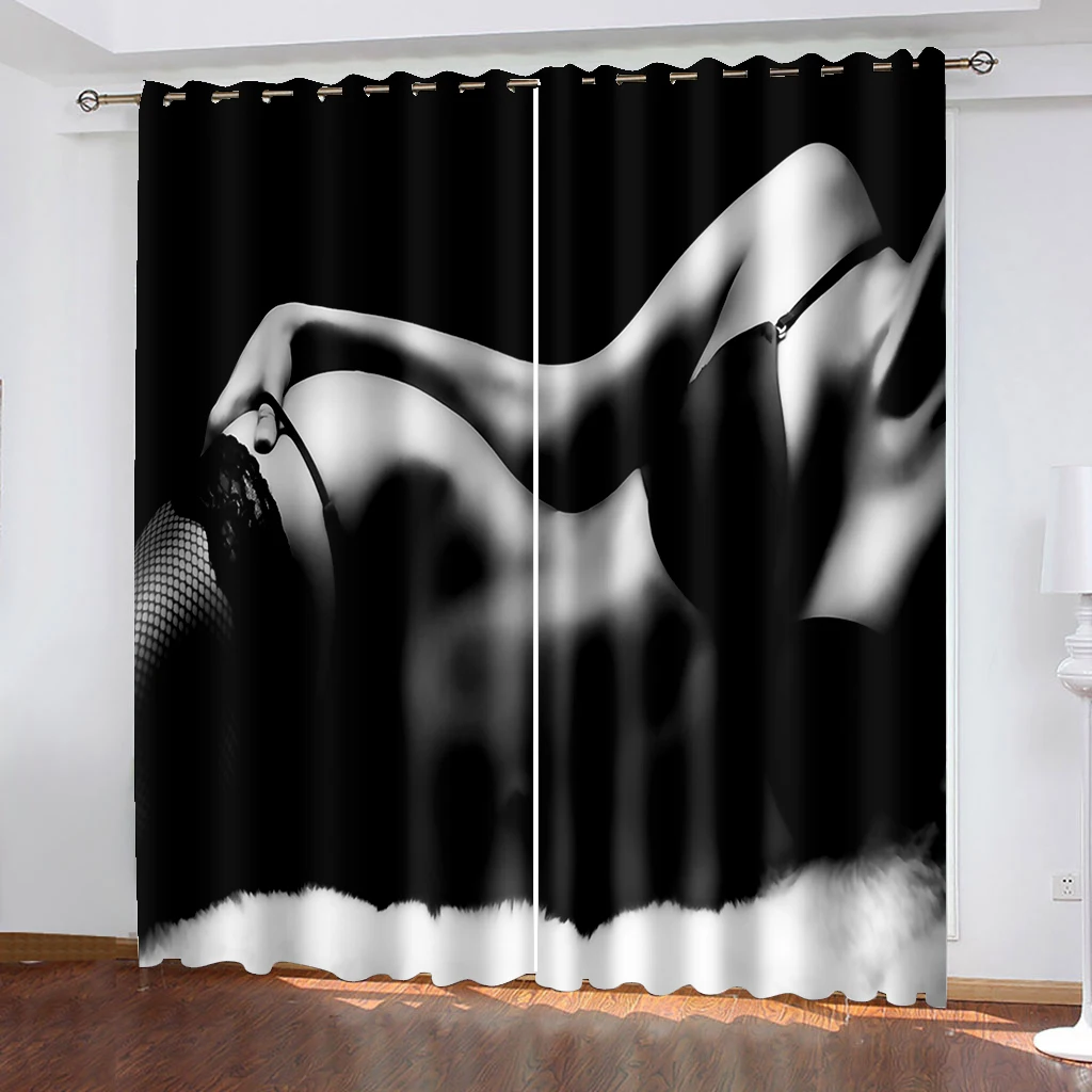 Modern Home Decoration Blackout 3D Curtain stereoscopic black beauty curtains Decoration curtains