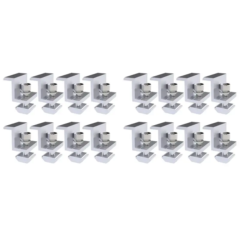A36T-Pack Of 16 Solar Module Brackets, Solar Panel Holder, End Clamp, Adjustable, Fixing Solar Module Holder (35 Mm)