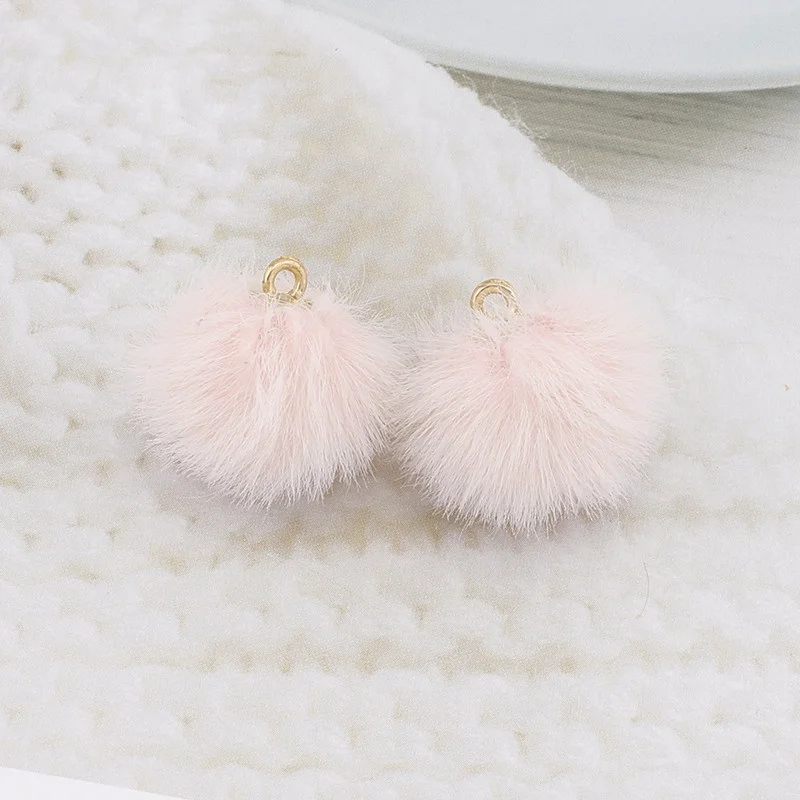 10pcs Plush Fur Cover Ball Beads Charms Cute Bead Pendant for DIY Jewelry Making Accessories Handmade Earring Bracelet