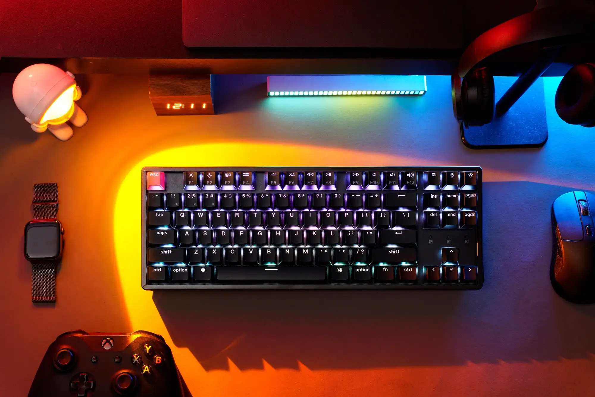 Keychron-Clavier mécanique personnalisé sans fil, rétroéclairage RVB, clavier PBT double injection remplaçable à chaud, K8 V2 QBrosWireless