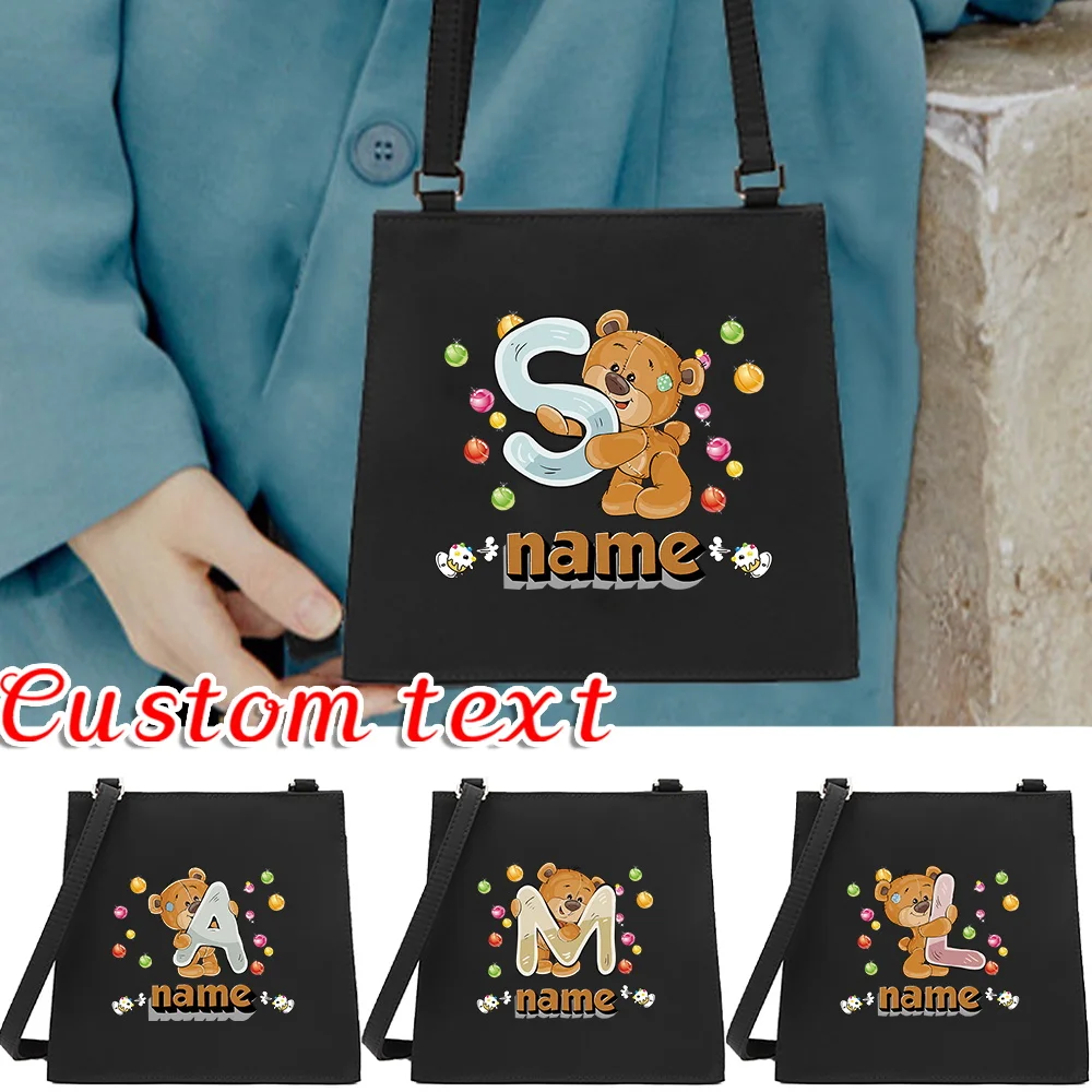 

Personalized Customization Name Women's Fashionable Crossbody Bag Shoulder Bag Commuting Storage Bag Cartoon Bear Pattern