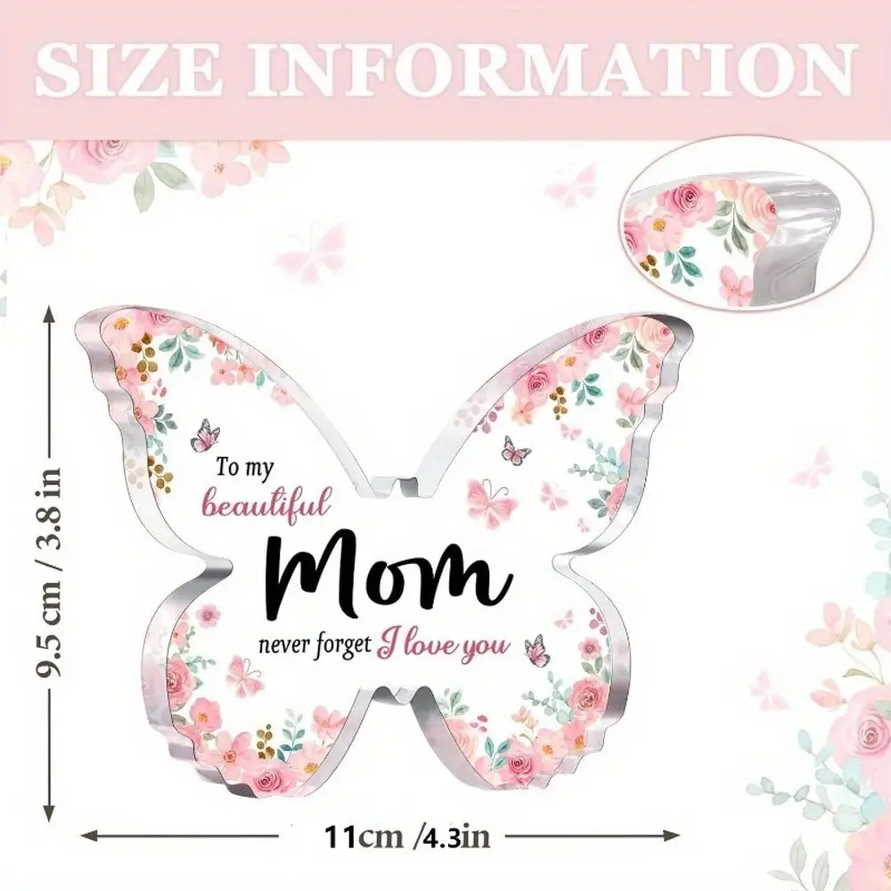 Unique Mom Birthday Gift from Daughter Son - Butterfly-Shaped Acrylic Plaque Keepsake - Mothers Day Gift, Christmas Gift