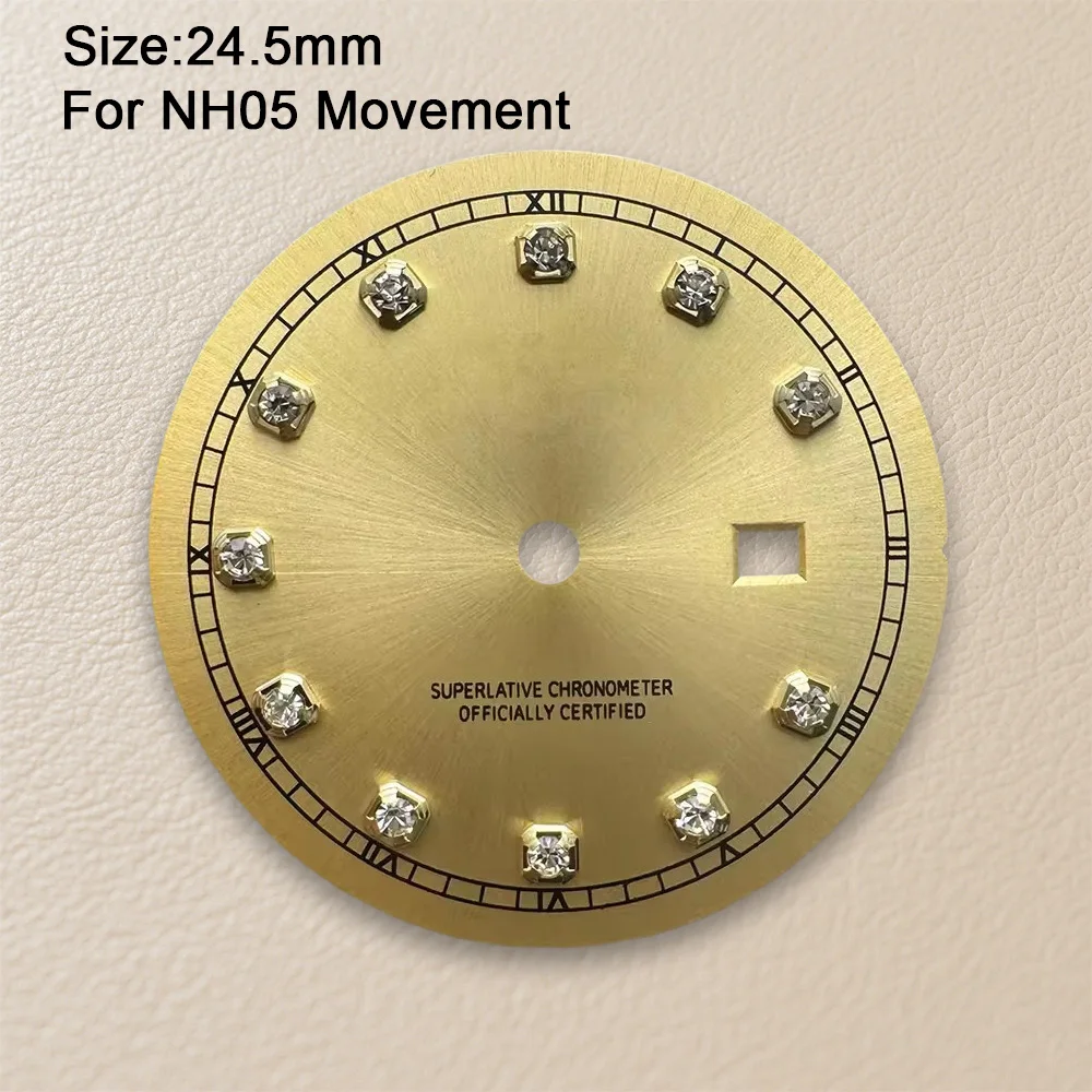 24.5mm S Logo Diamond Dial Suitable For NH05 Japan Movement Sunray Watch Accessories Repair Tool image 5