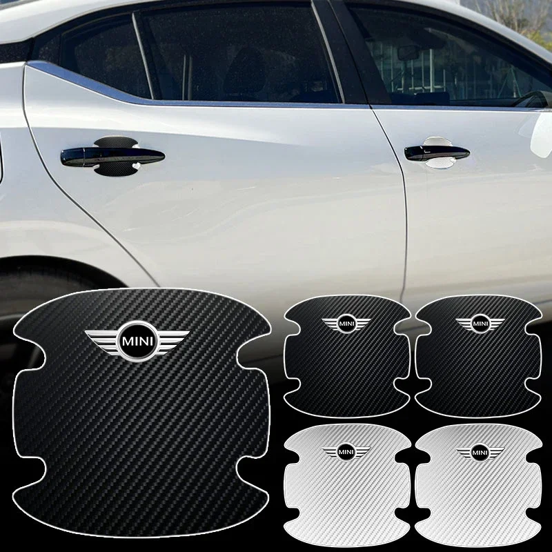 4pcs New Car Sticker Anti Scratch Car Door Handle Carbon Fiber Protector For Mini Cooper R50 R52 R53 R55 R56 R60 R61 F54 F55 F56