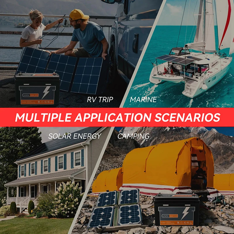 ECGSOLAX 25.6 فولت 100 أمبير LiFePo4 بطارية BMS ≥ 6000 + دورة أوقات بطاريات ليثيوم قابلة للشحن للطاقة الشمسية ماكس 4 قطعة سلسلة موازية