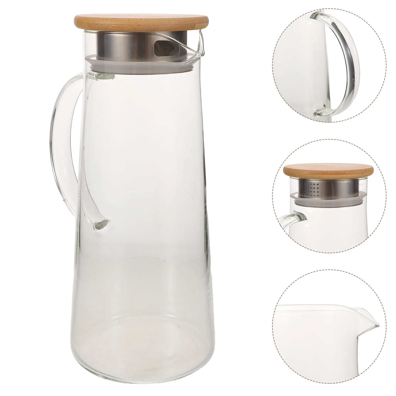 

Glass Water Pitcher Borosilicate Carafe Leak Proof Lid Large Juice Coffee Iced Tea Beverage Jug Clear Drink Dispenser