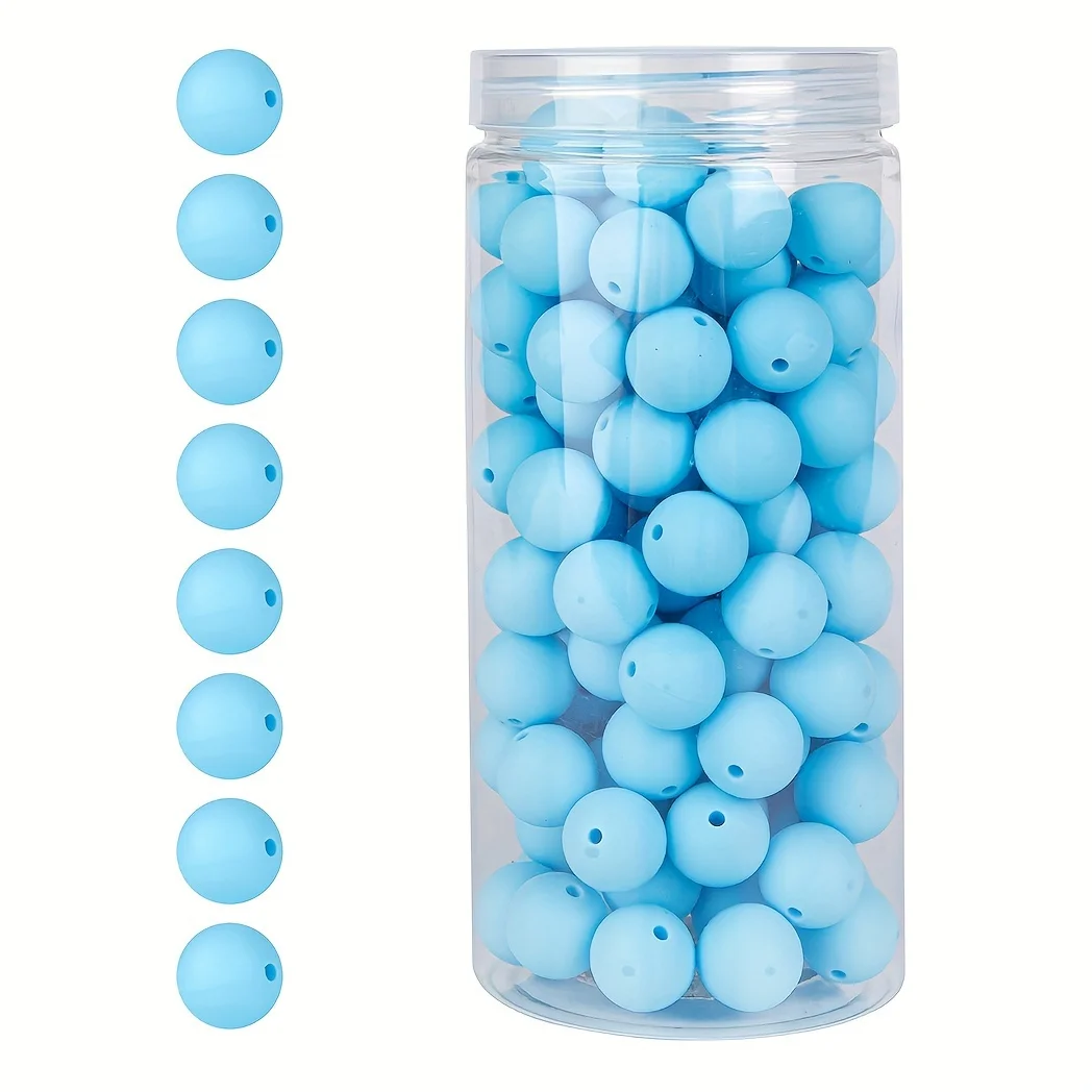 100 Stück/Box 12/15 mm Silikonperlen-Set für Schlüsselanhänger, Halskette, Armband, Umhängeband, Herstellung von runden Gummi-Silikon-Fokalperlen – Detail 14