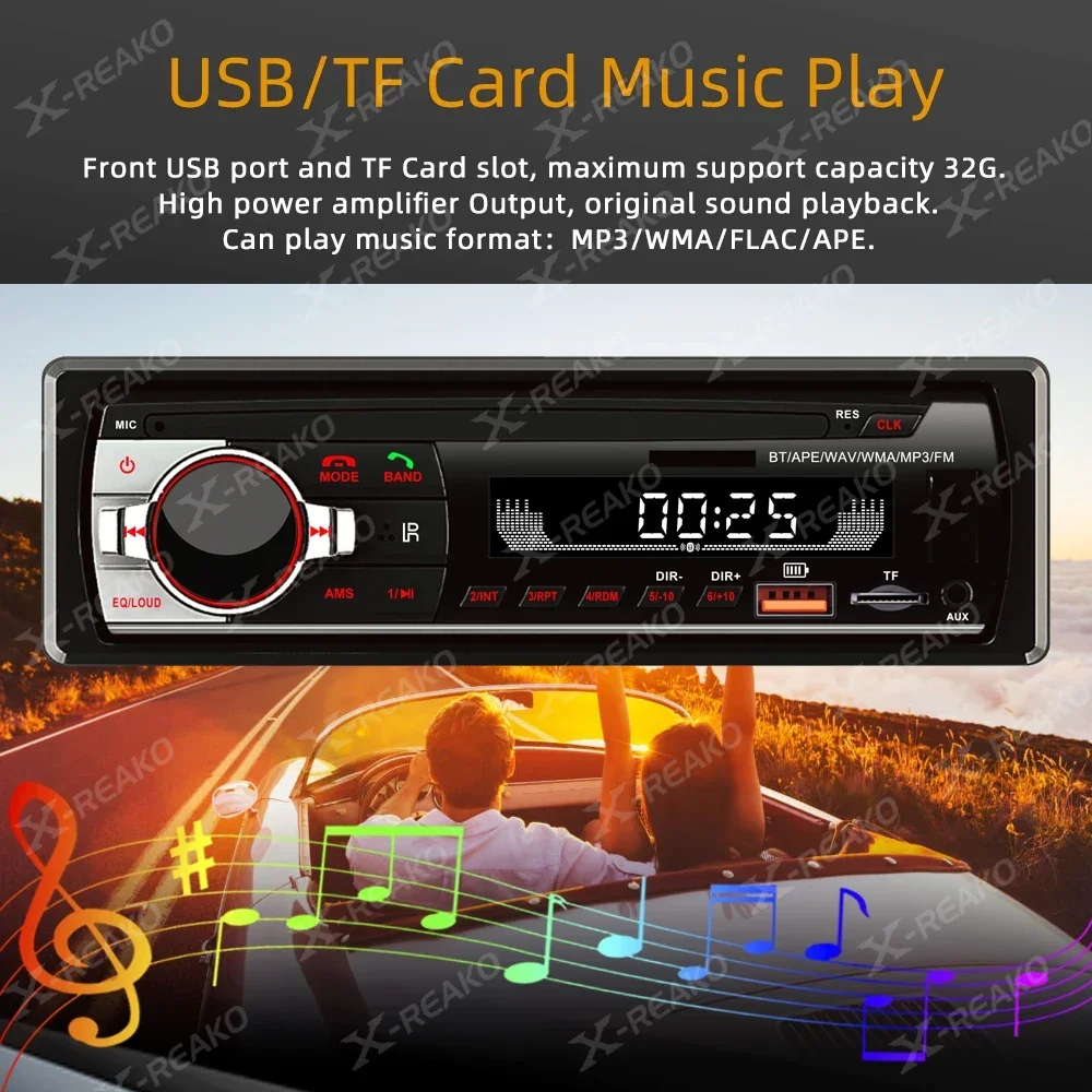 X-REAKO MP3 1Din Universal Car Radio Car Multimedia Music Player Bluetooth FM AUX USB TF