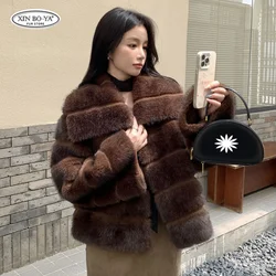 New Street Style Faux Mink Fur Jacket Plush Coat With Thick Warm Cold Winter Faux Fur Coat Women High-Quality Fluffy Fur Jacket