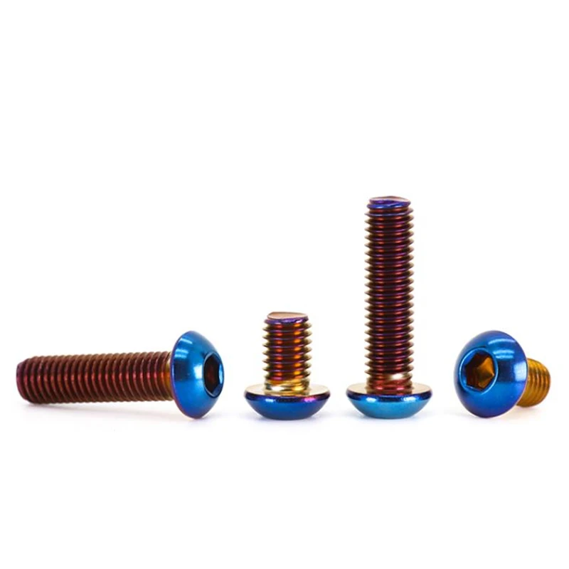 M4 M5 M6 M8 M10 iso7380 스테인레스 스틸 티타늄 블루 도금 육각 소켓 나사 버튼 헤드 알렌 볼트 나사 자전거 오토바이
