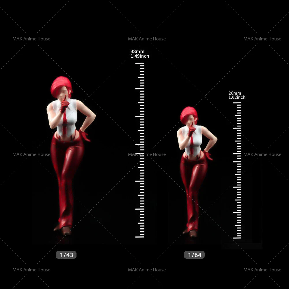 3D Print Miniature 1/64 1/43 Boxing Red Hair Girl Painted Diorama Figure Model Creative Photography Scene Props Toys