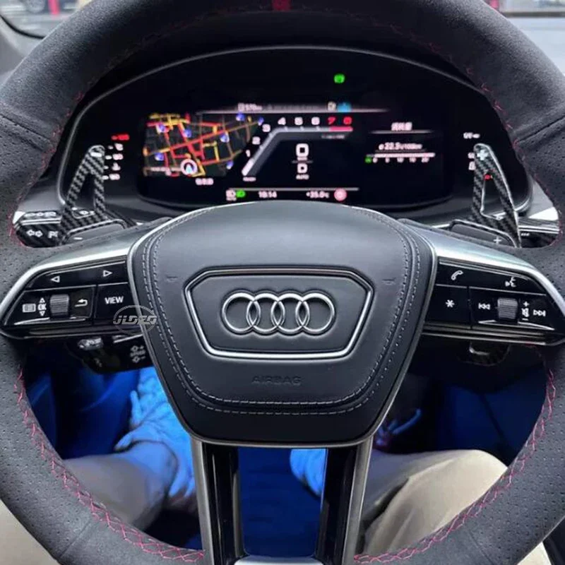 ألياف الكربون طباعة عجلة القيادة مجداف شيفتر تمديد لأودي 2019 + A1 A6(C8) A7 A8 S6 S7 2020 + A4/S4 B9 S8 S4,2021 + A3 8Y #3