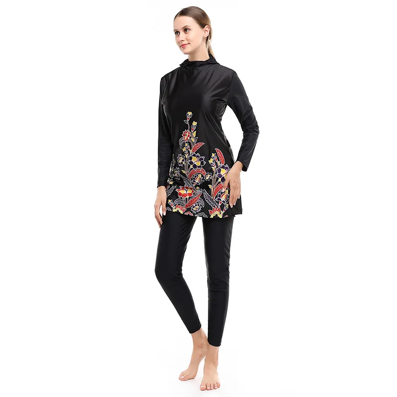 2022 Burkini Muslim Swimwear Long Sleeve Bathing Suit With Cap 2 Piece Printing Swimsuit Beachwear Women Swimwear Islamic Ladies