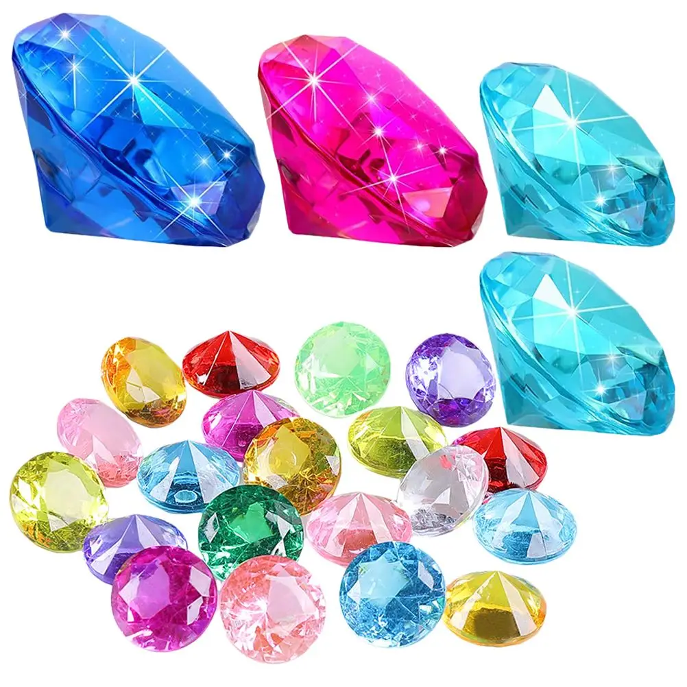 

60pcs Pool Underwater Gem Toy Fake Diamond Toy Acrylic Gem Model Diving Toy With Kids Fake Gemstone Toy Pool Plaything for Kids