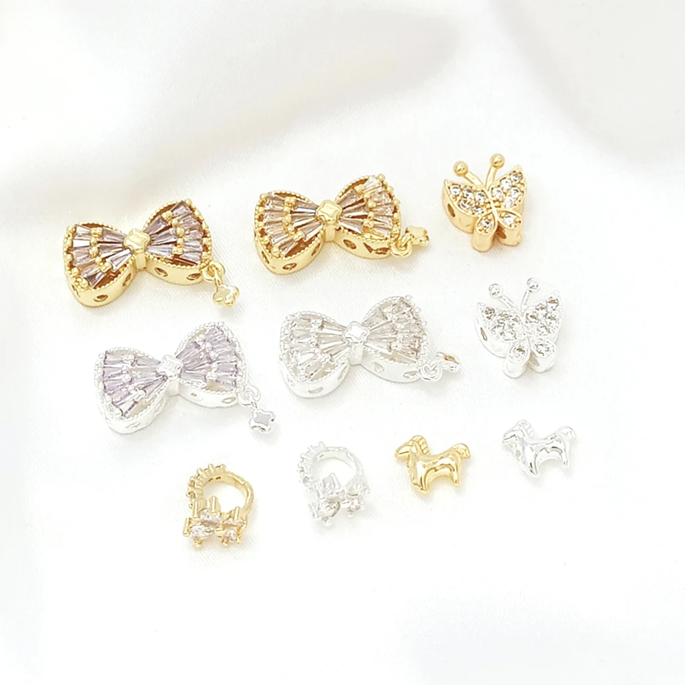 Brass Coated Gold Hollow Out Bow, Exquisite Bead Separation DIY Makes Fashionable Jewelry Necklace Bracelet Accessory Material