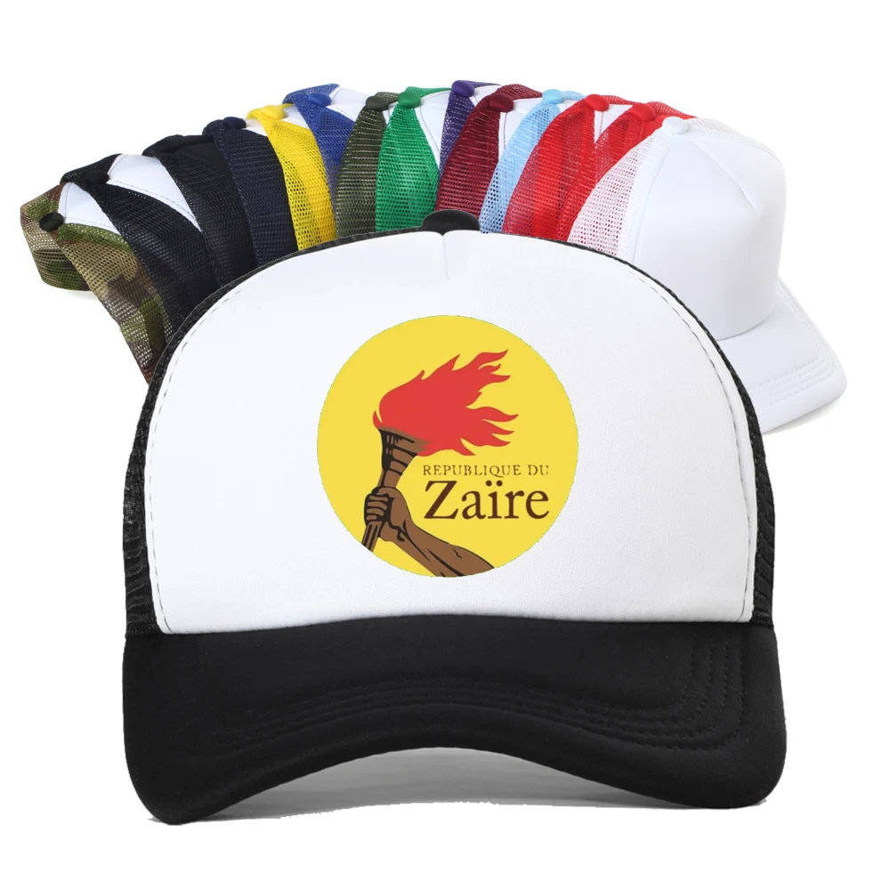 Zaire Congo Flag Baseball Cap Democratic Republic of Congo Souvenir Funny Unisex Mesh Visor Outdoor Sun Hat