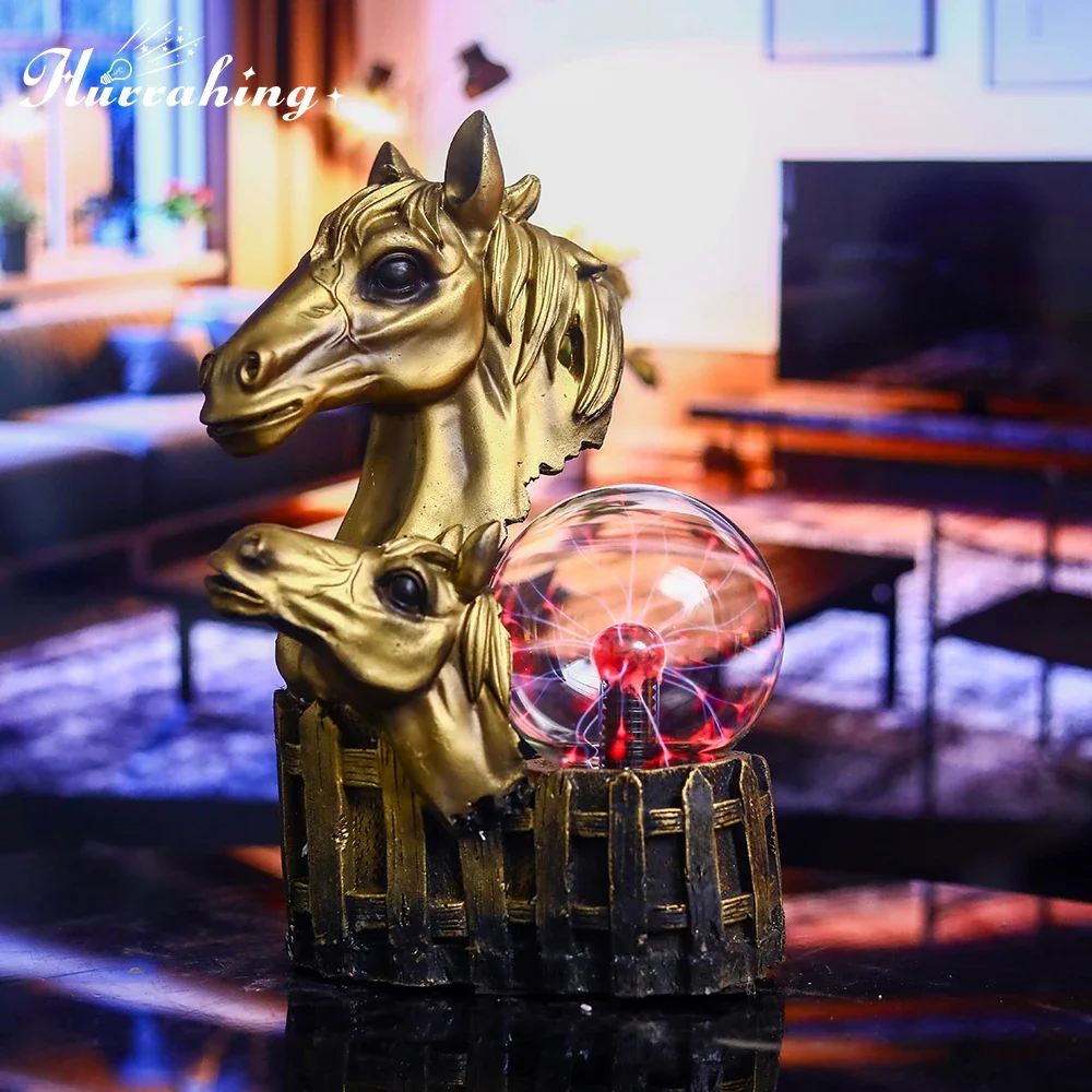 Lumière de tête de cheval en cristal plasma, boule de verre de 4 pouces, détection tactile, science, décoration intérieure, ornement, promotion de dédouanement