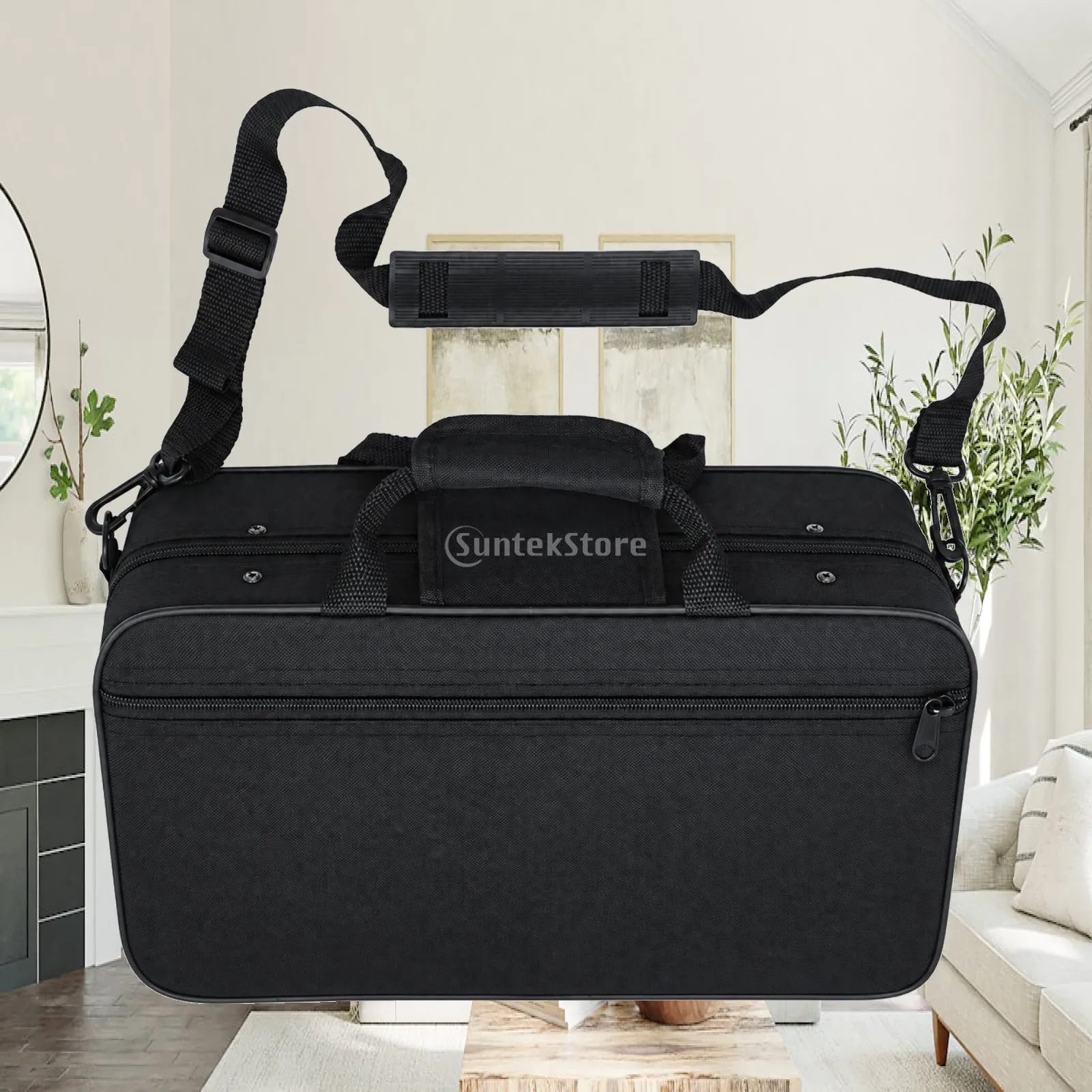 Versatile Clarinet Carrying Case Canvas Padded Bag with Top Handle and Shoulder Strap for Secure Transport of Instrument