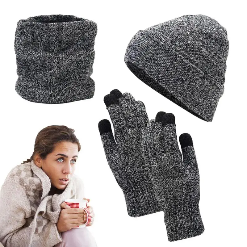 

Набор перчаток с сенсорным экраном, шарф, 3X зимний комплект шарфов на шею, легкие теплые толстые перчатки на флисовой подкладке для телефонов, планшетов