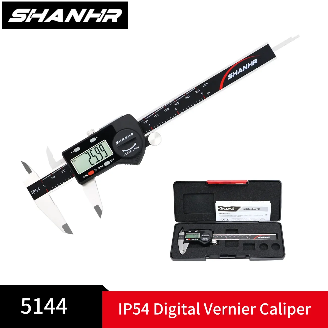 SHANHR Preset Value Digital Caliper Large LCD Vernier Calipers 150mm 200mm 300mm Caliper Measuring Tools Stainless Steel