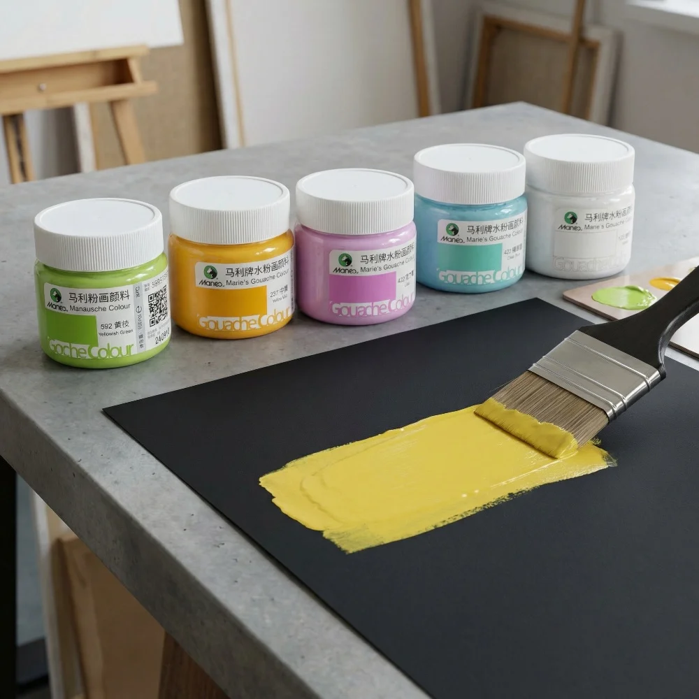 Pigment de Gouache Marie's Art, Bouteille de 100 ml, Fournitures de Peinture Artistique Créative, Couverture Très Forte, Peinture Gouache pour Étudiants et Débutants