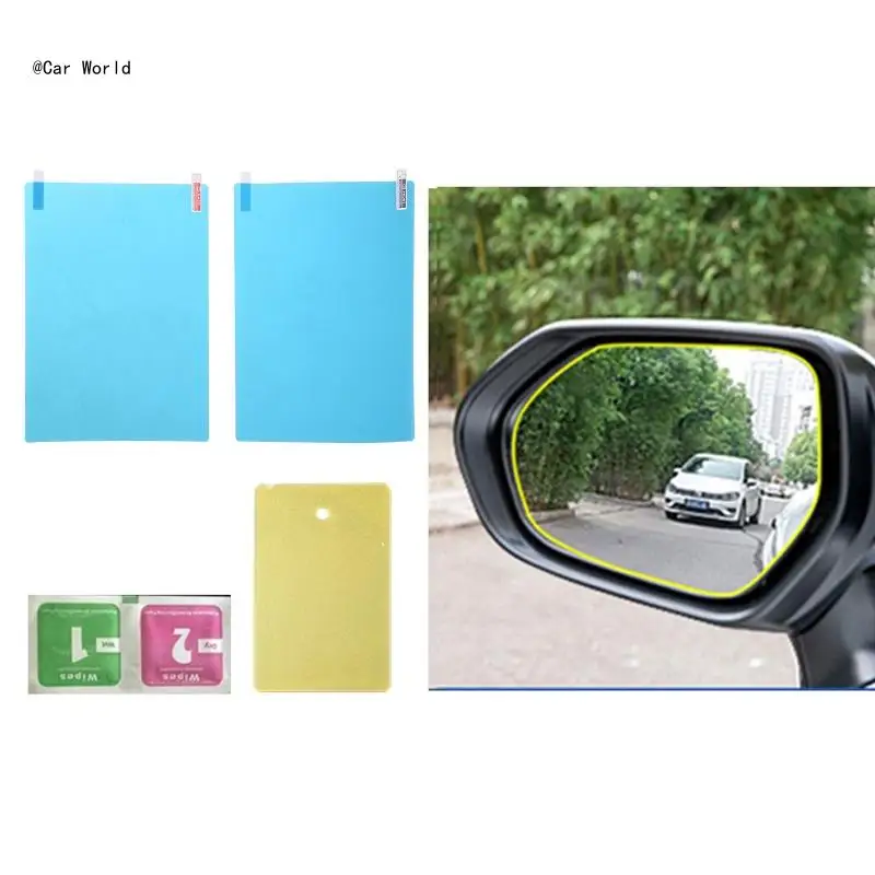 6XDB 2 Pcs Car Rainproof Film Car Rearview Mirror Protective Rain-proof Anti Fog Waterproof Film Sticker