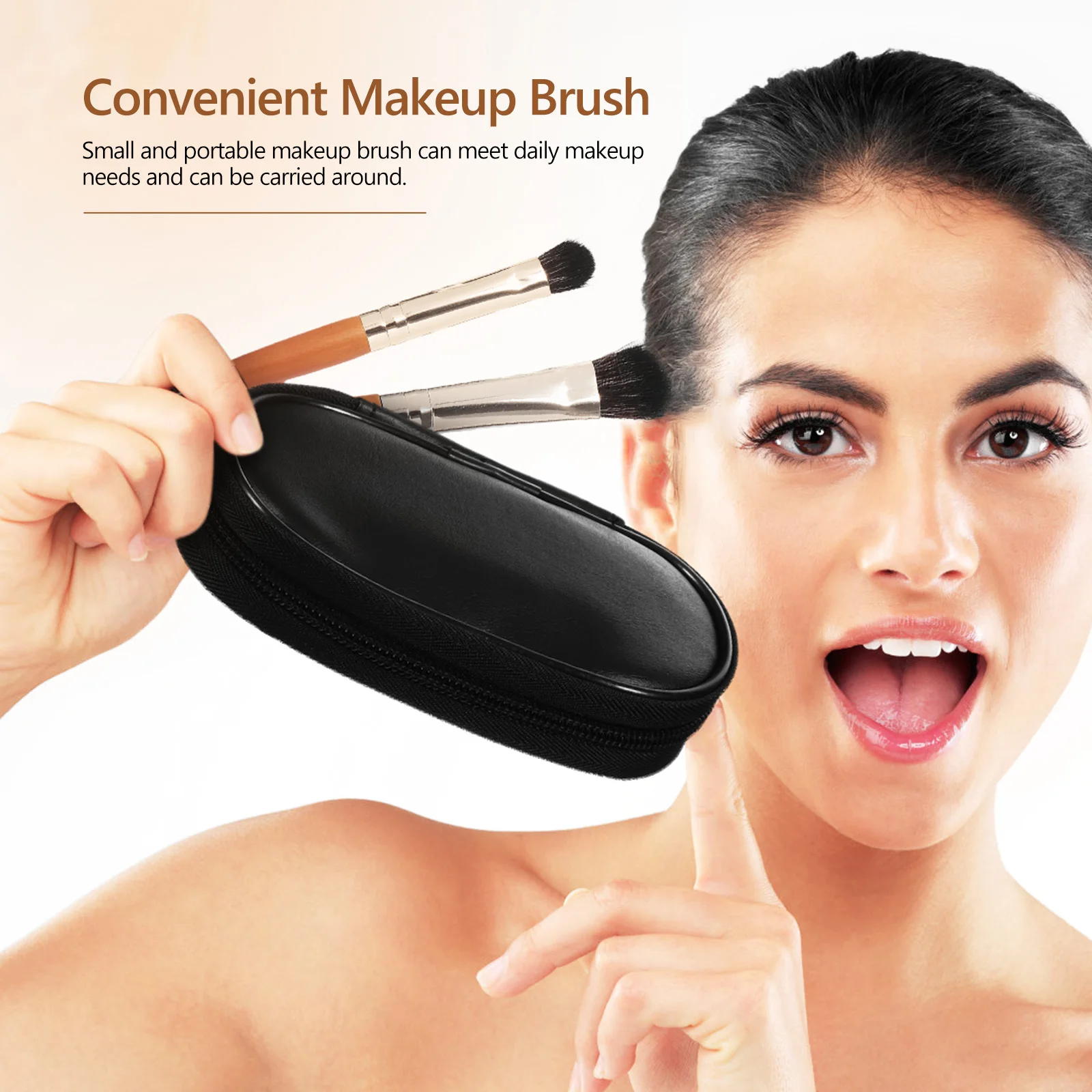 9Pcs Travel Makeup Brush Set with Holder Compact Tools for Face Eyes Blush Foundation Portable Design