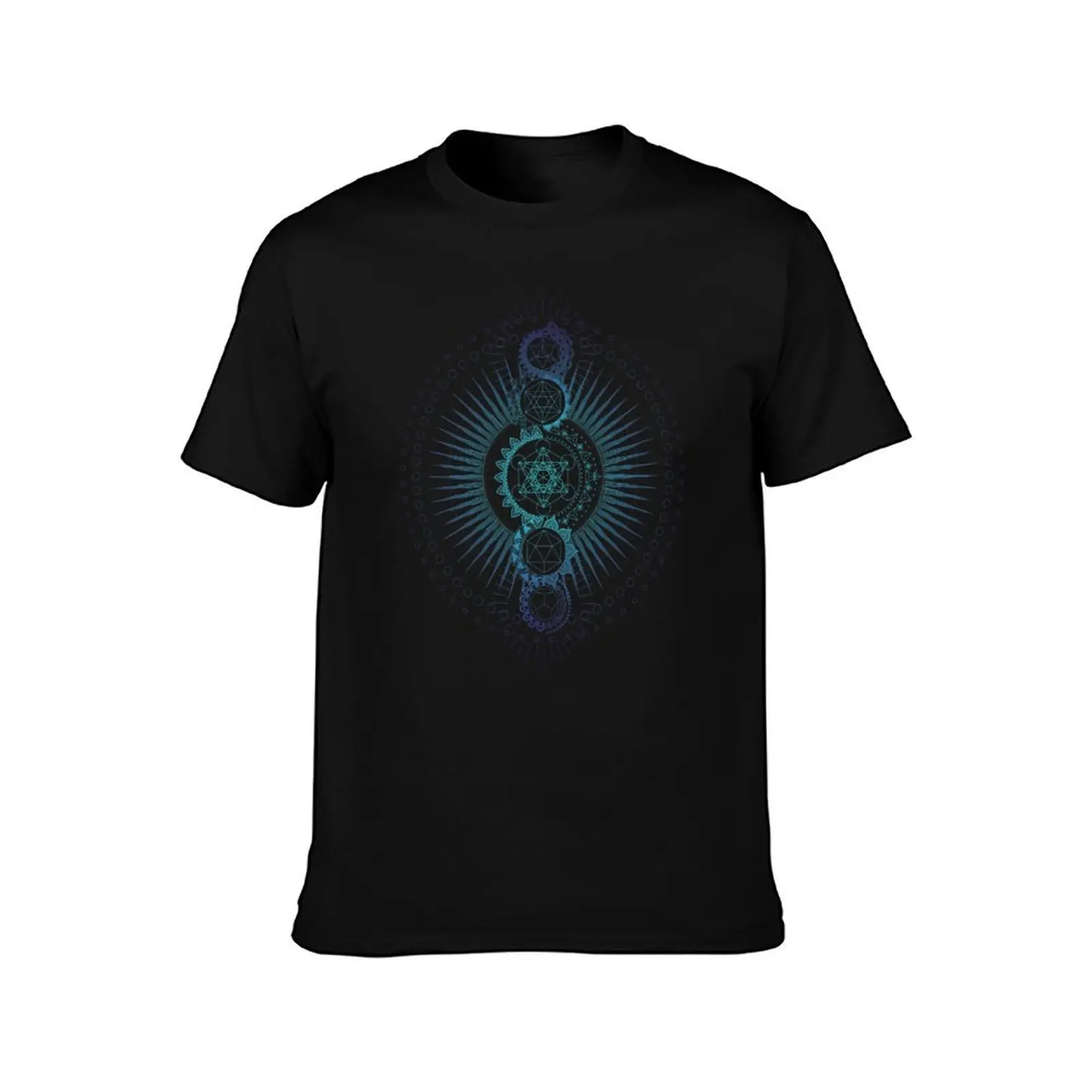 Sacred Geometry Metatron's Cube Blue Gradient Transcendence T-Shirt graphic t shirts tees oversizeds black t shirts for men