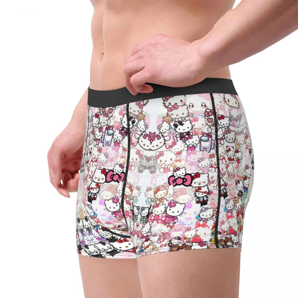 Cool Hello Kitty Art Boxers Shorts Panties Male Underpants Breathable Briefs Underwear