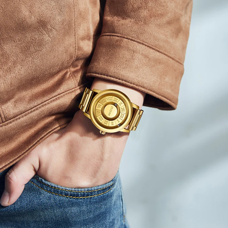 DOM M-1345 ساعة للرجال السماء المرصعة بالنجوم الإبداع المغناطيسي الذكور الساعات عادية الرياضة مقاوم للماء كوارتز ساعة اليد Relogio Masculino