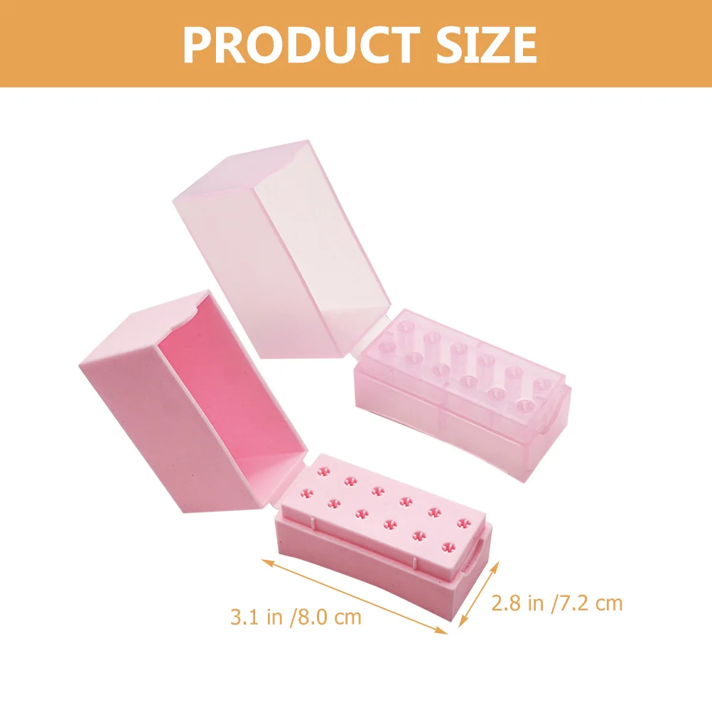 2pcs Nail Drill Bits Storage Box Plastic Grinding Head Organizer Case For Manicure Polishing Heads Holder Nail Art Salon Tools