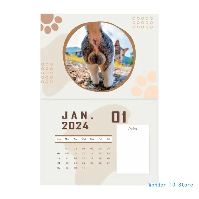 

2024 Wall Calendar Funny Cats Bring to Your Days with Butt Calendar for Home, Office & School